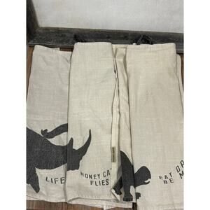 Sugarboo Animal Quote Towels Linen Blend Hanging Kitchen – Set of 4